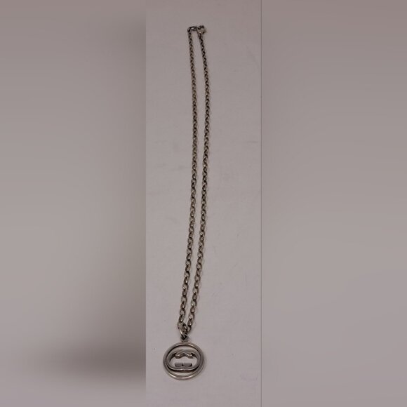 Gucci Women's Interlocking GG Logo Chain Necklace Sterling Silver AG 925 11" - Picture 12 of 16